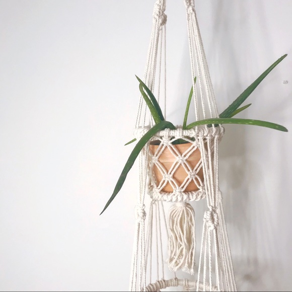 Macrame • NWT Double Tiered Hanging Basket - Picture 4 of 4